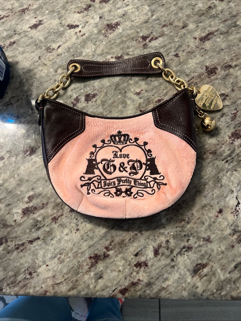 Vintage brown/pink Juicy Couture Pink Mini Bag with Brown Trim